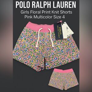 POLO RALPH LAUREN Girls Floral Print Knit Shorts Pink Multicolor Size 4